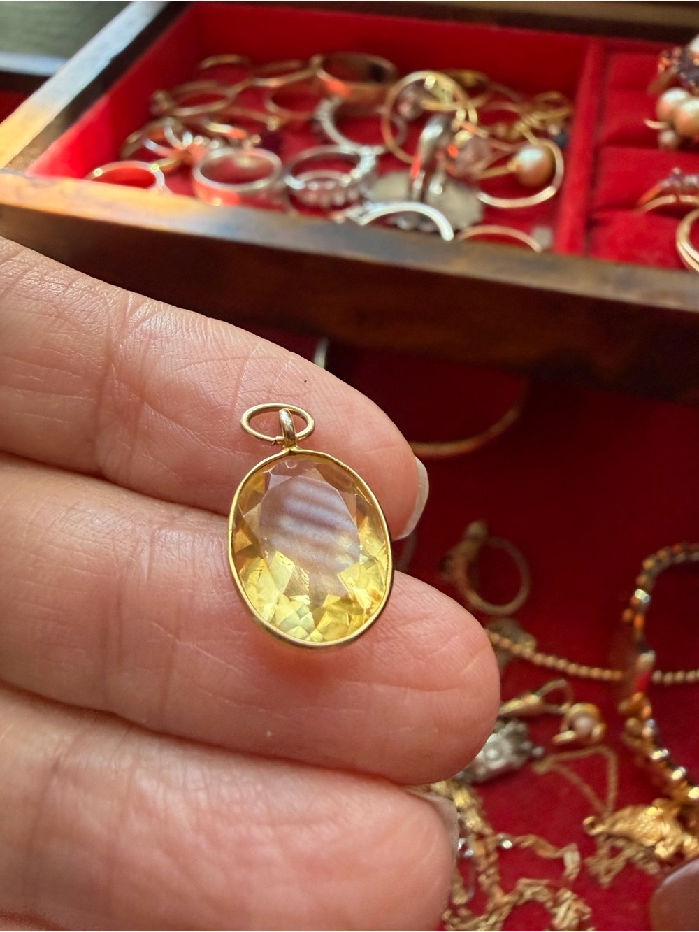 Large gold vermeil Natural Oval Citrine Bezel pendant 925 Sterling Silver